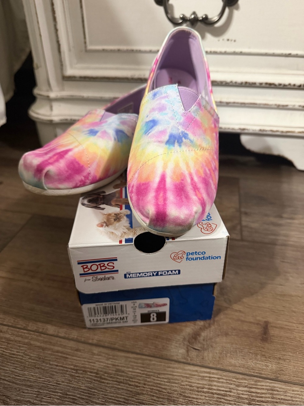 BOBS from Skechers Tie-Dye Slip-On Flats in Pink, Yellow, Blue, Purple